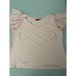 ELLE Pink‎ Ruffle Sleeve Top 1X Plus Size Lightweight Blouse Casual